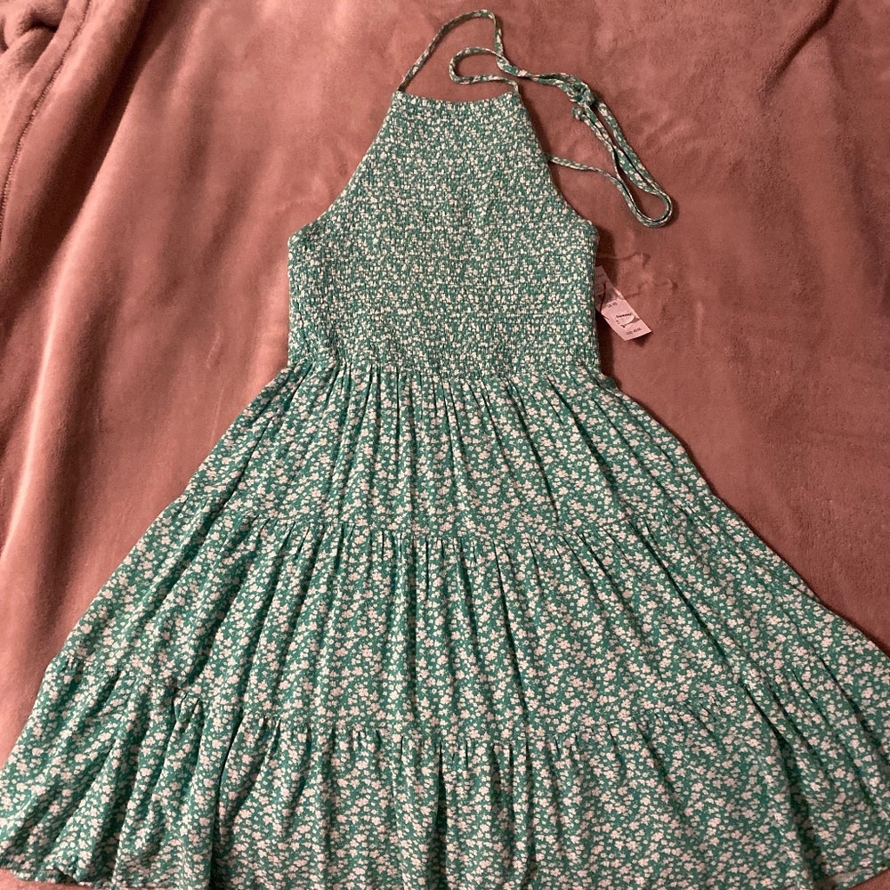 American Eagle Green and White Dress XS